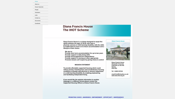 Screenshot of the Independent Housing Opportunities (Tandridge) website