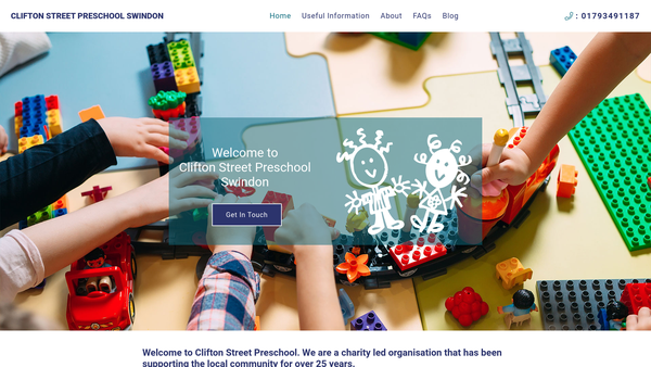 Screenshot of the Clifton Street Pre-School website