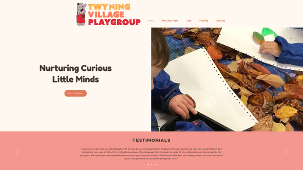 Screenshot of the Twyning Village Playgroup website