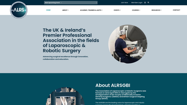 Screenshot of the Association of Laparoscopic & Robotic Surgeons of Great Britain & Ireland website
