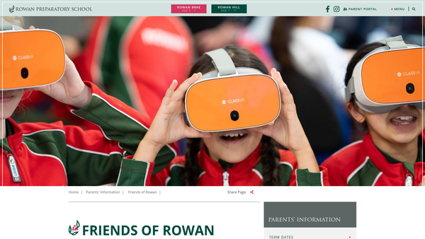 Screenshot of the The Friends Of Rowan Association website