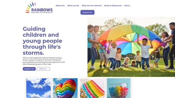 Screenshot of the Rainbows Bereavement Support GB website