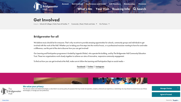 Screenshot of the The Bridgewater Hall Community Education Trust website