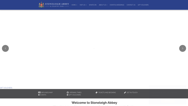 Screenshot of the Stoneleigh Abbey Limited website