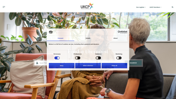 Screenshot of the The United Kingdom Council For Psychotherapy website