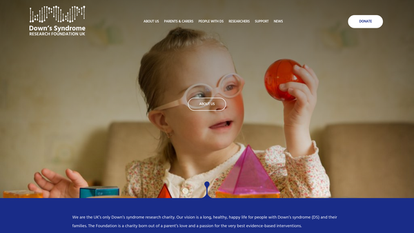 Screenshot of the Downs Syndrome Research Foundation Limited website