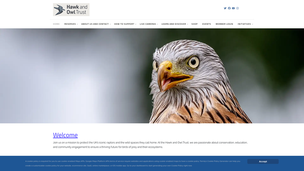 Screenshot of the The Hawk And Owl Trust Ltd website