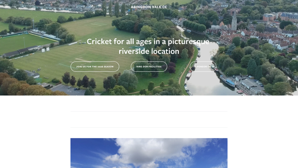 Screenshot of the Abingdon Vale Cricket Club Youth Trust website
