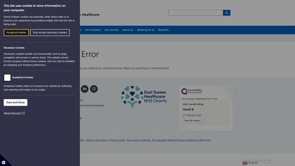 Screenshot of the East Sussex Healthcare NHS Trust Charitable Fund website