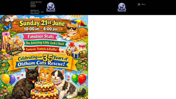 Screenshot of the Oldham Cats website