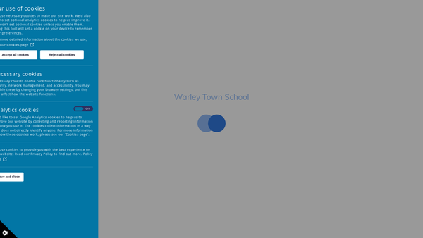 Screenshot of the Warley Town J And I School Fund website