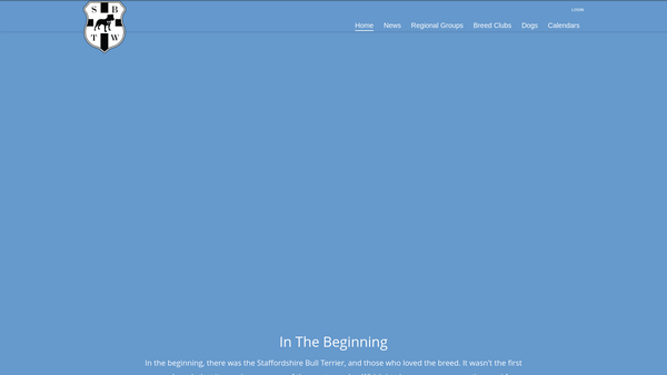 Screenshot of the Staffordshire Bull Terrier Welfare website
