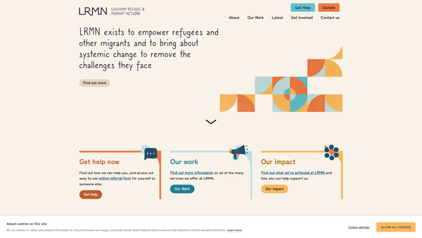Screenshot of the Lewisham Refugee And Migrant Network website