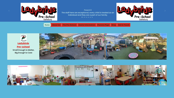 Screenshot of the Ladybirds Pre-School website