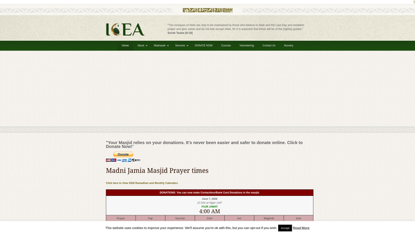 Screenshot of the Islamic Cultural And Educational Association website