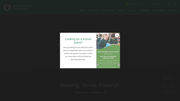 Screenshot of the Sutton Bonington Primary School Parent Teacher Association website