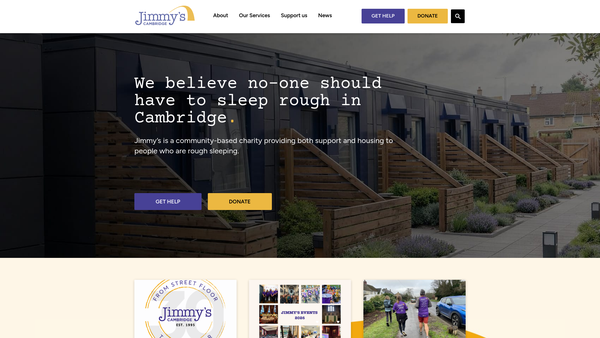 Screenshot of the Jimmy's Cambridge website