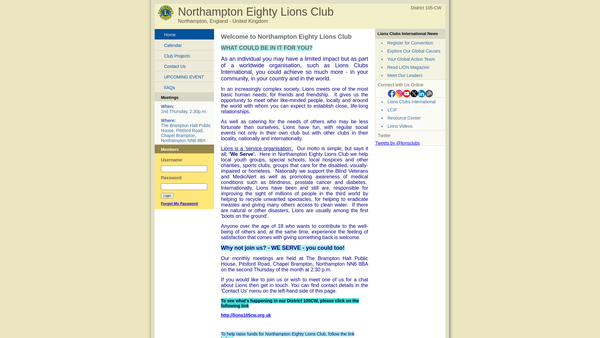 Screenshot of the Northampton Eighty Lions Club Charitable Trust Fund website