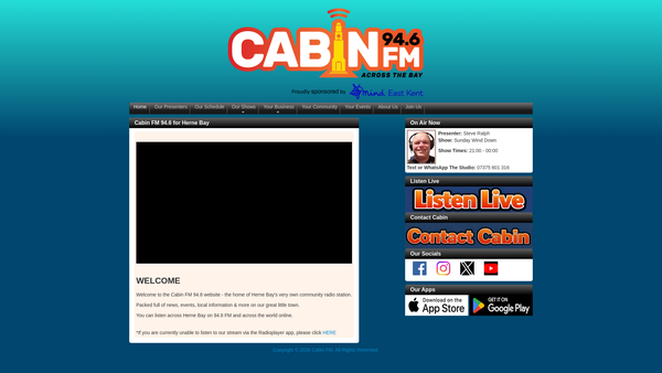 Screenshot of the The Herne Bay Community Radio Association website
