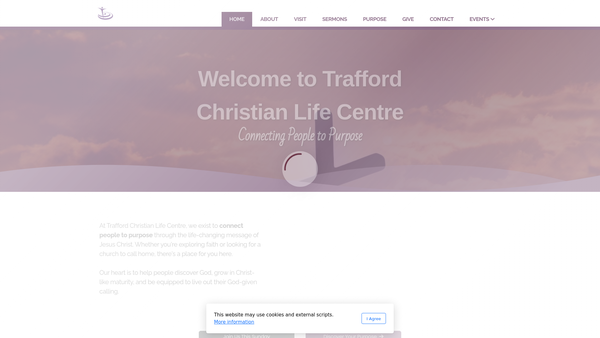 Screenshot of the Trafford Christian Life Centre website