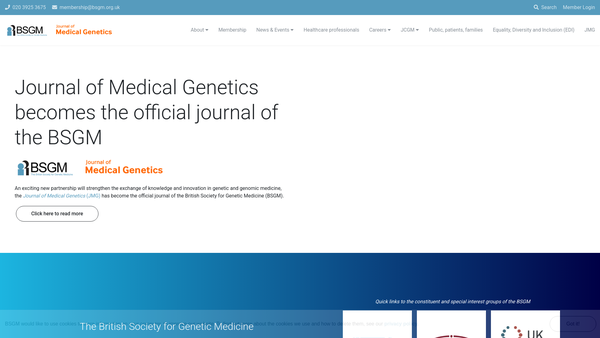 Screenshot of the British Society For Genetic Medicine website