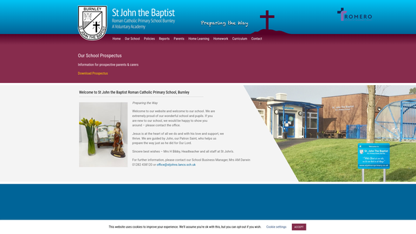 Screenshot of the St John's Rc Primary School Parent Teacher Association website