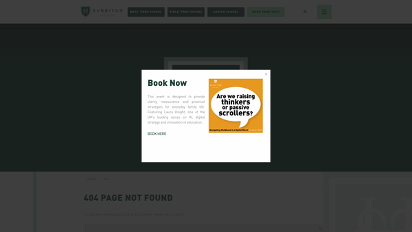 Screenshot of the Surbiton High School Parents Association website