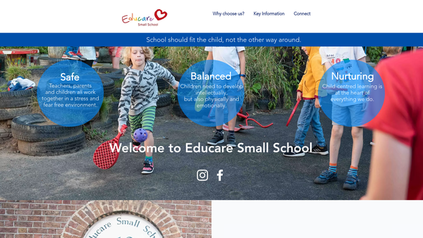 Screenshot of the Educare Small School Limited website
