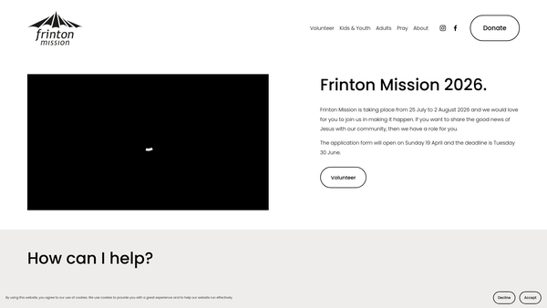 Screenshot of the Frinton Area Churches Together website