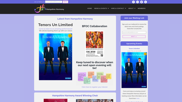 Screenshot of the Basingstoke Ladies Choir website