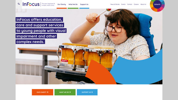 Screenshot of the Infocus Charity website