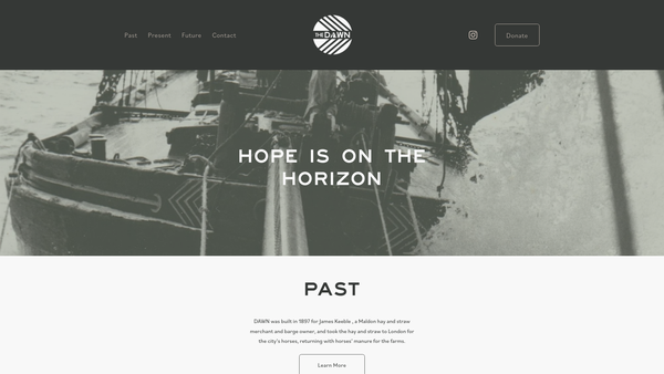 Screenshot of the The Dawn Sailing Barge Trust Limited website