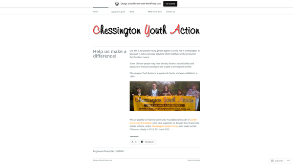 Screenshot of the Chessington Youth Action website