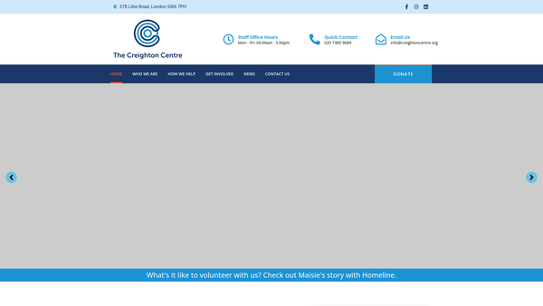 Screenshot of the Bishop Creighton House Settlement website