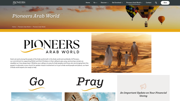 Screenshot of the Arab World Ministries website