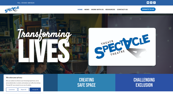 Screenshot of the Spectacle Theatre LTD website