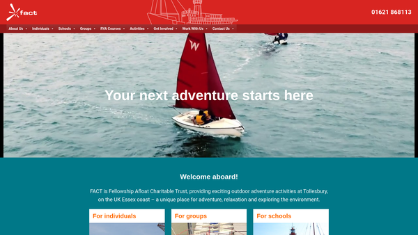 Screenshot of the Fellowship Afloat Charitable Trust website