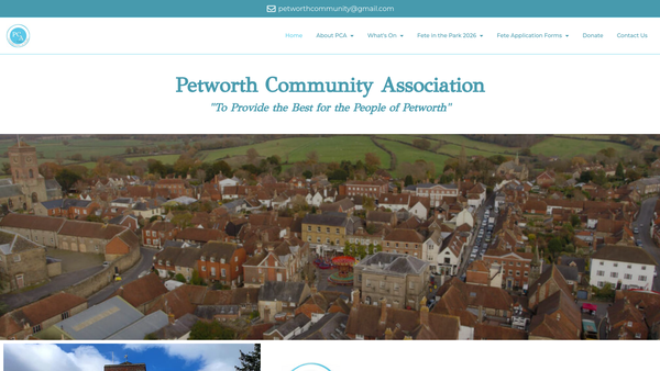 Screenshot of the Petworth And District Community Association website