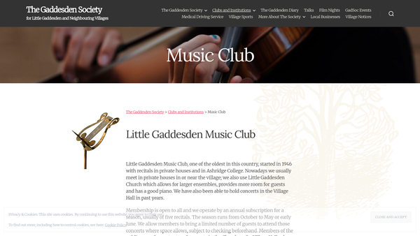 Screenshot of the Little Gaddesden And District Music Club website