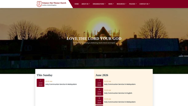 Screenshot of the St James Mar Thoma Church-Uk website