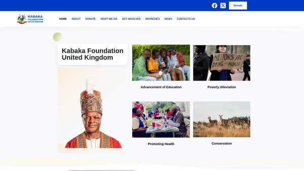 Screenshot of the The Kabaka Foundation website