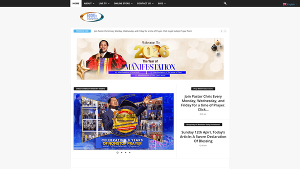 Screenshot of the Christ Embassy website