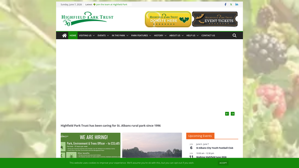 Screenshot of the Highfield Park Trust website