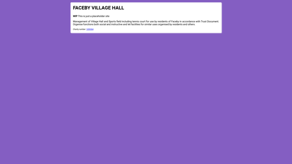 Screenshot of the Faceby Village Hall website