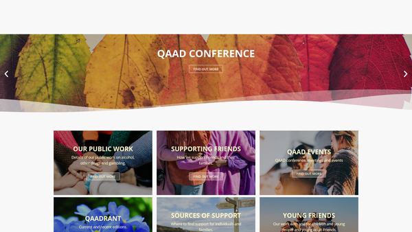 Screenshot of the Quaker Action On Alcohol And Drugs website