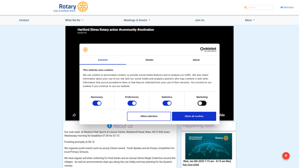 Screenshot of the Rotary Club Of Hertford Shires Benevolent Fund website