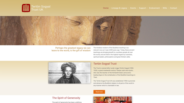 Screenshot of the The Terton Sogyal Trust website