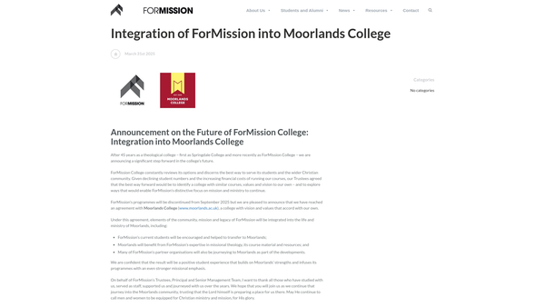 Screenshot of the Formission CIO website