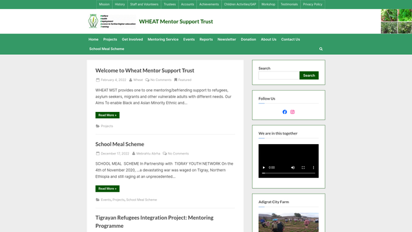 Screenshot of the Wheat Mentor Support Trust website