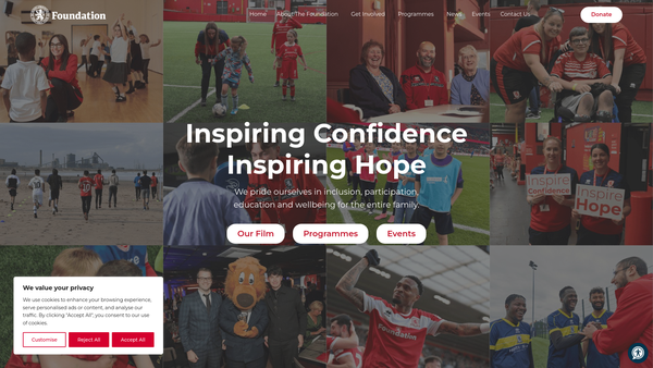 Screenshot of the Middlesbrough Football Club Foundation website